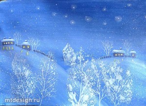 Зимняя-ночь.-Отпечатки-листьями